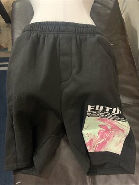 Black Graphic men’s  Shorts with Pink Accent - FUTU Styled